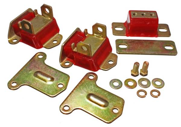 Energy Suspension - Energy Suspension 69-72 Camaro/70-73 Monte Carlo Red Complete Motor&Trans Mount Set Zinc Finish