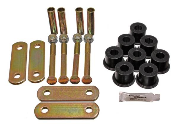 Energy Suspension - Energy Suspension 67-69 Chevy Camaro w/ Mono-Leaf Springs Black H-Duty Shackle Set (Inc Hardware)