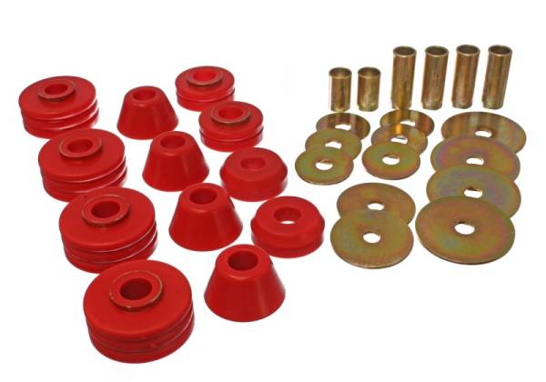 Energy Suspension - Energy Suspension 73-80 GM 1/2 Ton C-10/C1500 Pick Up 2WD Red Body (Cab) Mount Set