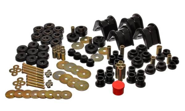 Energy Suspension - Energy Suspension 66-77 Ford Bronco 4WD (w/ 2 Deg C-Bushings) Black Hyper-Flex Master Bushing Set