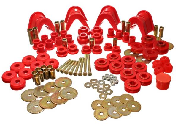 Energy Suspension - Energy Suspension 66-77 Ford Bronco 4WD (w/ 4 Deg C-Bushings) Red Hyper-Flex Master Bushing Set