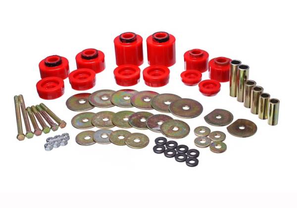 Energy Suspension - Energy Suspension 80-96 Ford F-150/250/350 Red Body Mount Set Includes Hardware