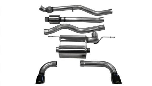 Corsa Performance - Corsa 2012-2017 BMW 335i Sedan RWD F30 3in Black Touring Dual Rear Single 3.5in Tip Cat-Back Exhaust