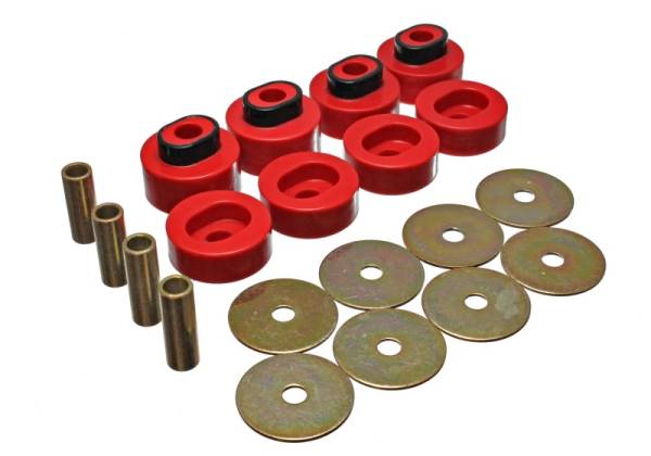 Energy Suspension - Energy Suspension 73-79 Chrysler RWD B-Body (Charger/GTX/Roadrunner/Superbee) Red Body Mount Set