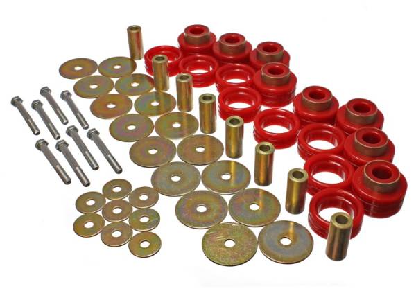 Energy Suspension - Energy Suspension Body Mount Set Inc. Hardware - Red