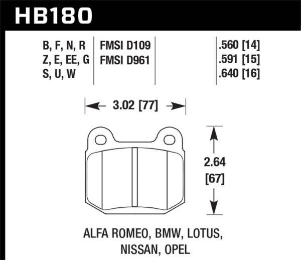 Hawk Performance - Hawk 03-06 Evo / 04-09 STi / 03-07 350z Track edition/G35 w/ Brembo HPS Street Rear Brake Pads