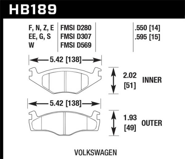 Hawk Performance - Hawk 88-92 VW Golf GTI / 87-89 Jetta GLI / 87 Scirocco Blue 9012 Race Front Brake Pads