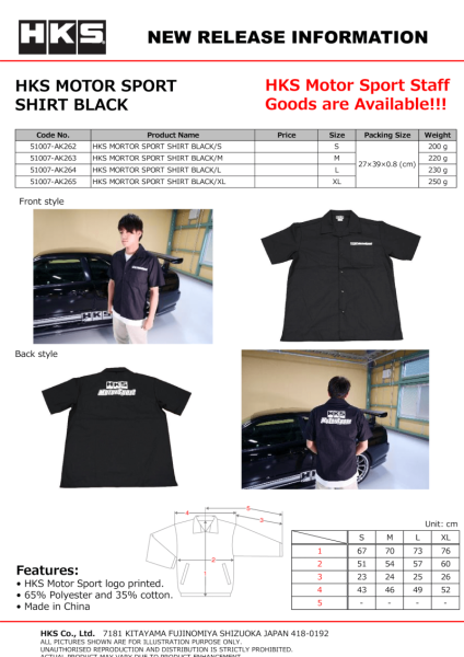 HKS - HKS MOTORSPORT BUTTON-UP SHIRT BLACK S