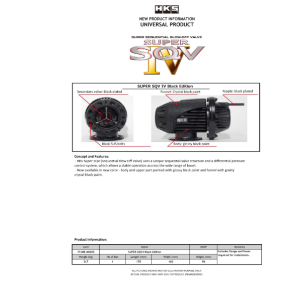 HKS - HKS SQV IV BLACK EDITION UNIVERSAL ASSY