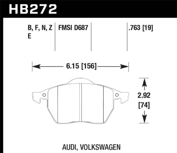 Hawk Performance - Hawk 00-06 Audi TT/00-06 TT Quattro 1.8L / 99-04 VW Golf GTI 2.8L Blue 9012 Race Front Brake Pads