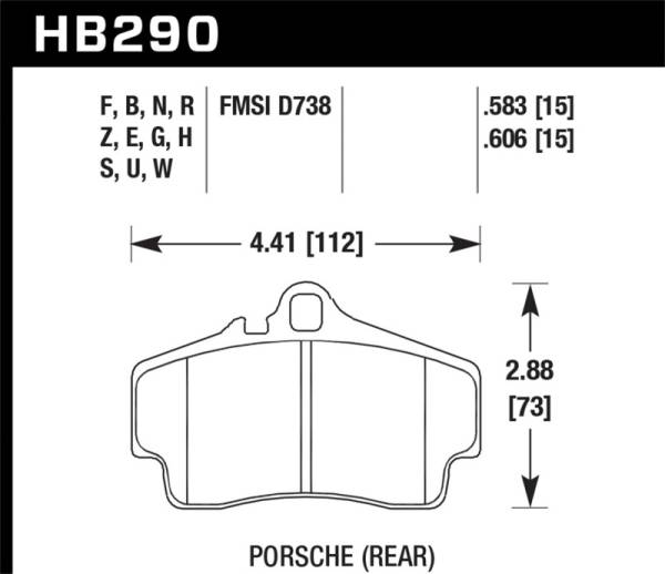 Hawk Performance - Hawk 98 Porsche 911 Targa/99-08 911 Carrera 4/00-06 Boxster S DTC-70 15mm Rear Brake Pads