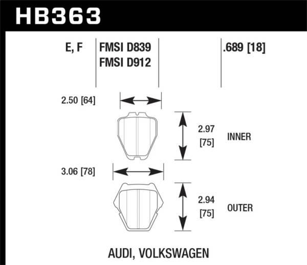 Hawk Performance - Hawk 00-04 Audi A6 Quattro/00-03 A8 Quattro / 03-05 VW Passat Blue 9012 Front Race Brake Pads