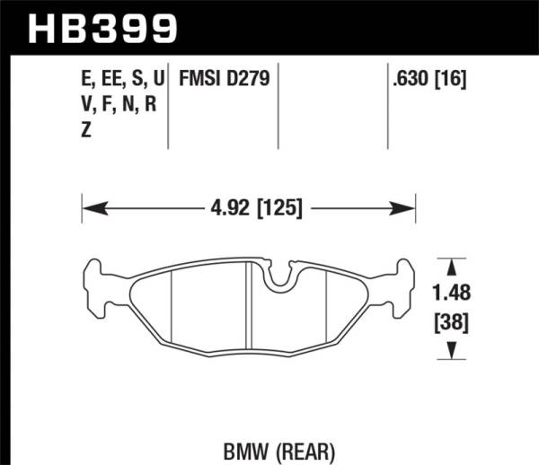 Hawk Performance - Hawk 84-4/91 BMW 325 (E30) HPS 5.0 Street Brake Pads - Rear