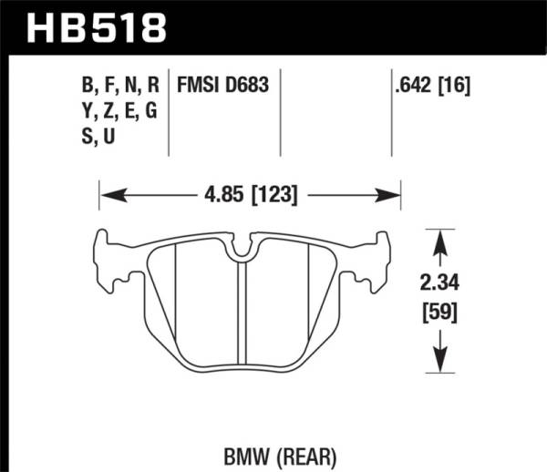 Hawk Performance - Hawk BMW 330CI/330I/330XI/525i/740i/754iL/M3/M5/X3/X5/Z4/Z8 / Range Rover HSE HT-10 Race Rear Brake