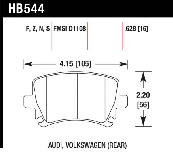 Hawk Performance - Hawk 2006-2009 Audi A3 TFSIi Quattro 2.0 HPS 5.0 Rear Brake Pads