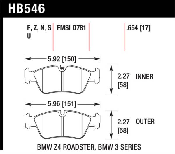 Hawk Performance - Hawk 08 BMW Z4 3.0L HPS 5.0 Front Brake Pads