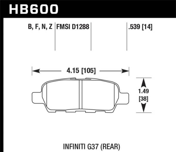 Hawk Performance - Hawk 2008-2009 Infiniti EX35 Journey HPS 5.0 Rear Brake Pads