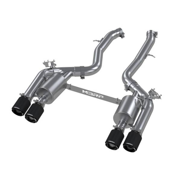 MBRP - MBRP 18-22 BMW M2 Competition 3.0L T304 SS 3in Resonator-Back Exhaust Quad Rear w/ Carbon Fiber Tips