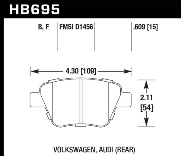 Hawk Performance - Hawk 2011-2013 Audi A3 Except TDI HPS 5.0 Rear Brake Pads