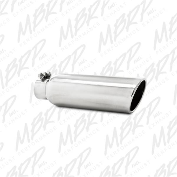 MBRP - MBRP Universal Tip 3.5in OD 2.25in Inlet 12in L Angled Cut Rolled End Clampless No-Weld T304