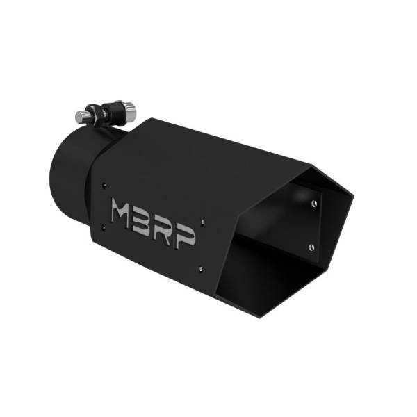 MBRP - MBRP Universal 4in Hex Tip 3in Inlet 10in Length w/ Logo - Black Coated