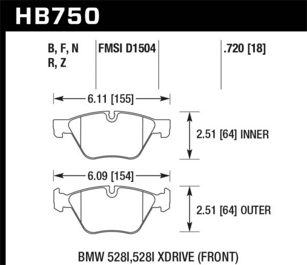 Hawk Performance - Hawk 13-14 BMW 528i / 528i xDrive HPS 5.0 Front Brake Pads