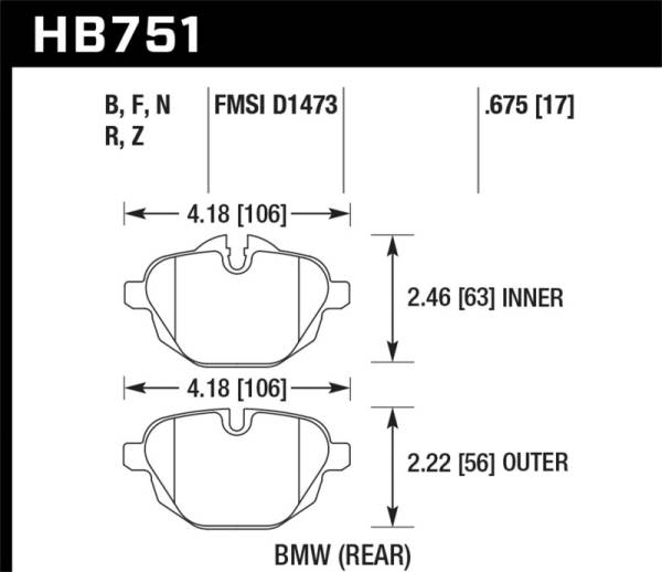 Hawk Performance - Hawk 2015 BMW 428i Gran Coupe / 11-16 535i / 11-16 X3/X4 HPS 5.0 Rear Brake Pads