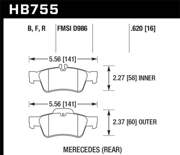 Hawk Performance - Hawk 03-06 Mercedes Benz SL500 HPS 5.0 Rear Brake Pads