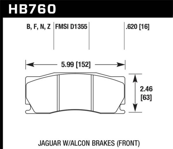 Hawk Performance - Hawk 08-12 Jaguar XKR w/Alcon Brakes DTC-60 Race Front Brake Pads