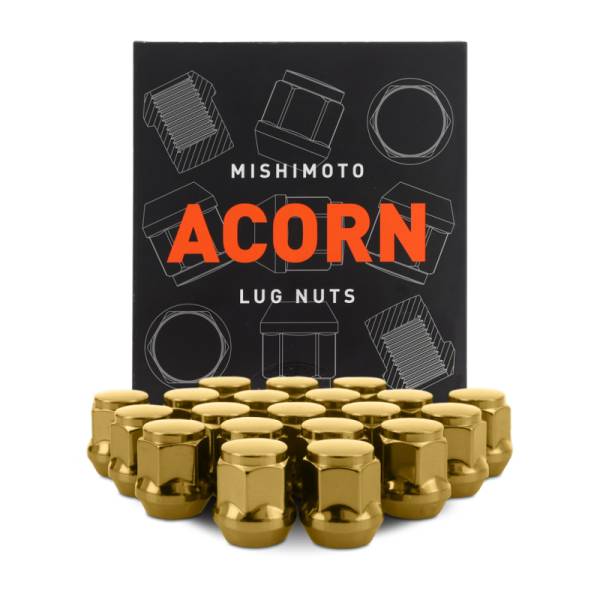 Mishimoto - Mishimoto Steel Acorn Lug Nuts M12 x 1.5 - 20pc Set - Gold