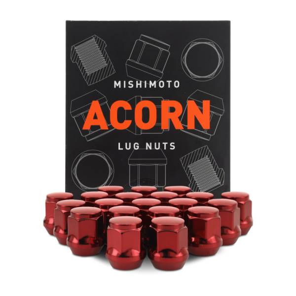 Mishimoto - Mishimoto Steel Acorn Lug Nuts M12 x 1.5 - 20pc Set - Red