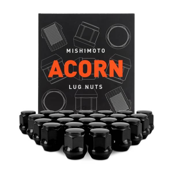 Mishimoto - Mishimoto Steel Acorn Lug Nuts M12 x 1.5 - 24pc Set - Black