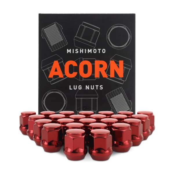 Mishimoto - Mishimoto Steel Acorn Lug Nuts M12 x 1.5 - 24pc Set - Red