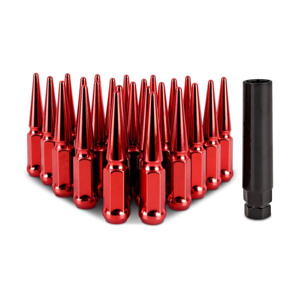 Mishimoto - Mishimoto Mishimoto Steel Spiked Lug Nuts M12 x 1.5 24pc Set Red