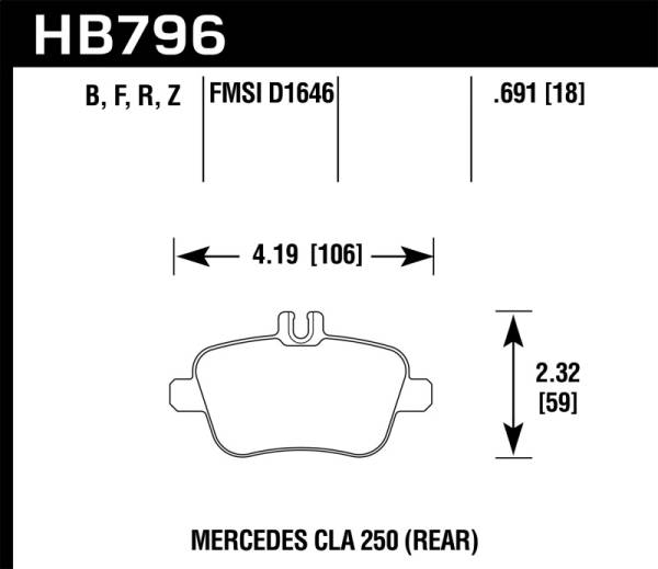 Hawk Performance - Hawk 14-17 Mercedes-Benz CLA 250 HPS 5.0 Rear Brake Pads