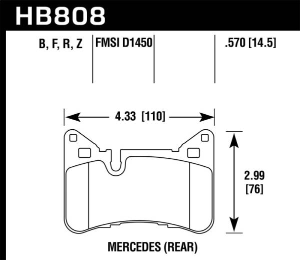 Hawk Performance - Hawk 2012-2015 Mercedes Benz C63 AMG Rear HPS 5.0 Brake Pads