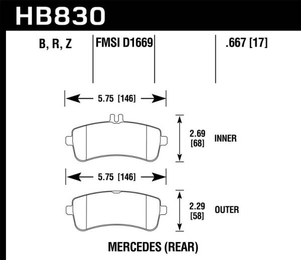 Hawk Performance - Hawk 13-16 Mercedes-Benz SL63 AMG/SL65 AMG Perfromance Ceramic Street Rear Brake Pads