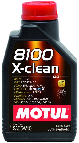 Motul - Motul 1L Synthetic Engine Oil 8100 5W40 X-CLEAN C3 -505 01-502 00-505 00-LL04