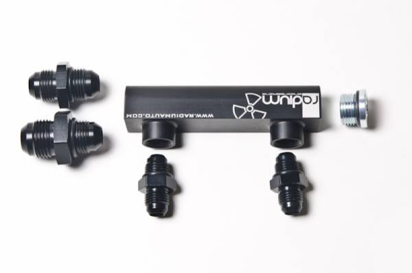 Radium Engineering - Radium Engineering Universal 4-Port Manifold - Black W/ Logo