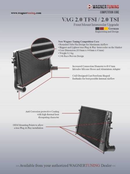 Wagner Tuning - Wagner Tuning VAG 2.0L TFSI/TSI Competition Intercooler Kit