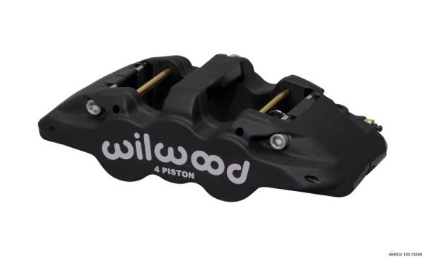 Wilwood - Wilwood Caliper-Aero4 - Black Anodize 1.12/1.12in Pistons 1.25in Disc