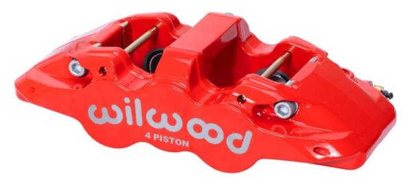 Wilwood - Wilwood Caliper - Aero4-DS Forged Four-Piston Caliper Black 1.12in Piston 1.10in Rotor - Red