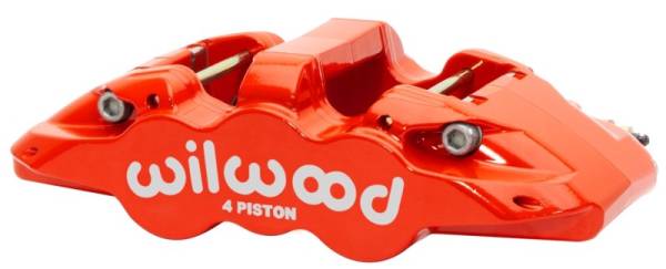 Wilwood - Wilwood Caliper - Aero4-DS Forged Four-Piston Caliper Black 1.38in Piston 1.10in Rotor - Red