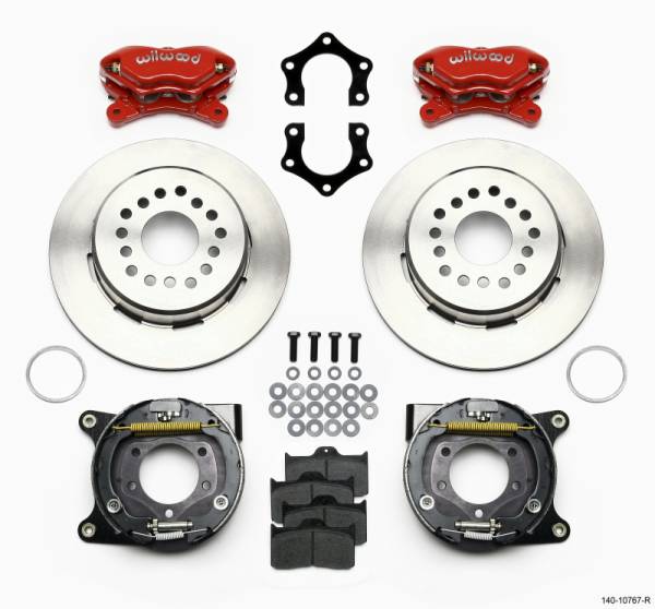 Wilwood - Wilwood Forged Dynalite P/S Park Brake Kit Red Mopar/Dana 2.50in Off w/Snap Ring Brng