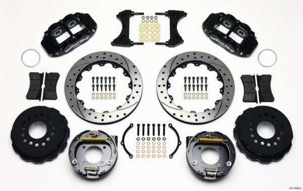 Wilwood - Wilwood Narrow Superlite 4R Rear P-Brk Kit 12.88in Drilled Chevy 12 Bolt w/ C-Clips Stggrd mt - 140-10908-D