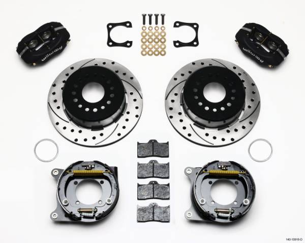 Wilwood - Wilwood Forged Dynalite P/S Park Brake Kit Drilled Chevy 12 Bolt-Spec 3.15in Brng Stggrd mt - 140-10918-D