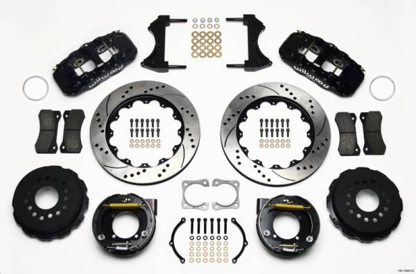 Wilwood - Wilwood AERO4 Rear P-Brake Kit 14.00in Drilled Chevy 12 Bolt-Spec 3.15in Brng