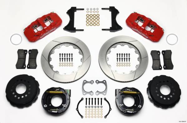 Wilwood - Wilwood AERO4 Rear P-Brake Kit 14.00in Red Small Ford 2.66in Offset