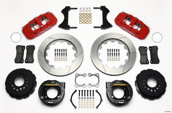 Wilwood - Wilwood AERO4 Rear P-Brake Kit 14.00in Red Big Ford Old Style 2.36in Offset