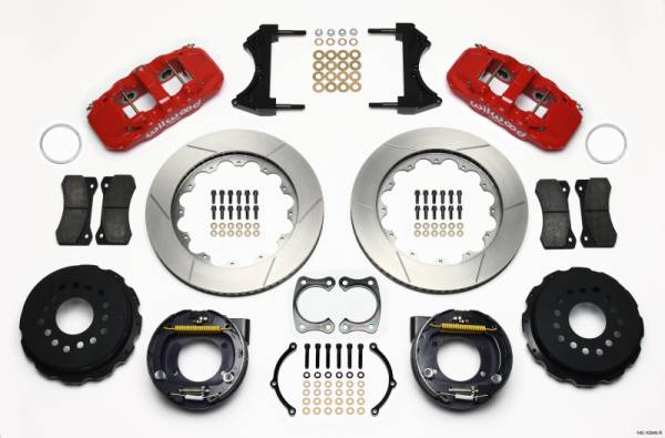 Wilwood - Wilwood AERO4 Rear P-Brake Kit 14.00in Red Big Ford New Style 2.50in Offset